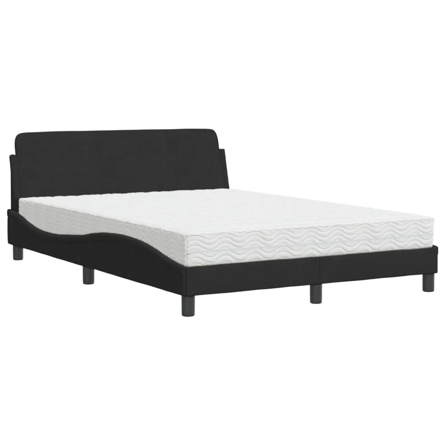 Thumbnail - vidaXL Bett mit Matratze Schwarz 140x190 cm Samt Modell 12008266