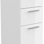 Posseik Bad-Hängeschrank, weiß, mit drei Schubladen und silbernen Griffen.