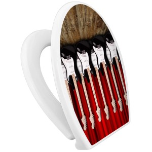 Banjado WC-Sitz Familie mit E-Gitarren Motiv. Klodeckel mit Absenkautomatik und integriertem Kindersitz.