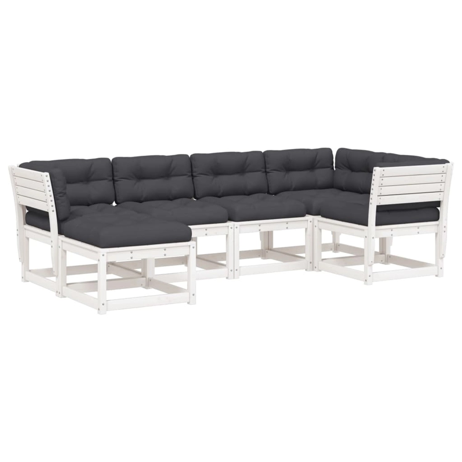 vidaXL 6-Tlg Garten-Sofagarnitur mit Kissen Weiß Massivholz Kiefer 3217041 günstig online kaufen