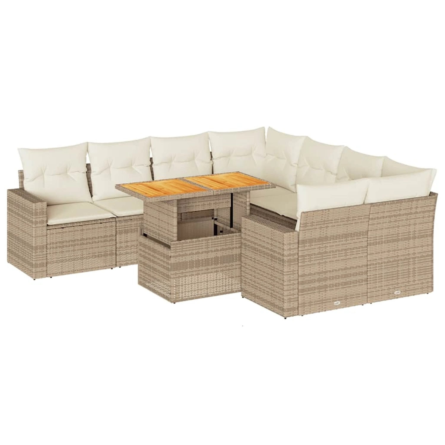 vidaXL 9-Tlg Garten-Sofagarnitur mit Kissen Beige Poly Rattan 3327019 günstig online kaufen