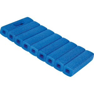 Blaues Kniekissen aus Schaumstoff mit Griff für Gartenarbeit.