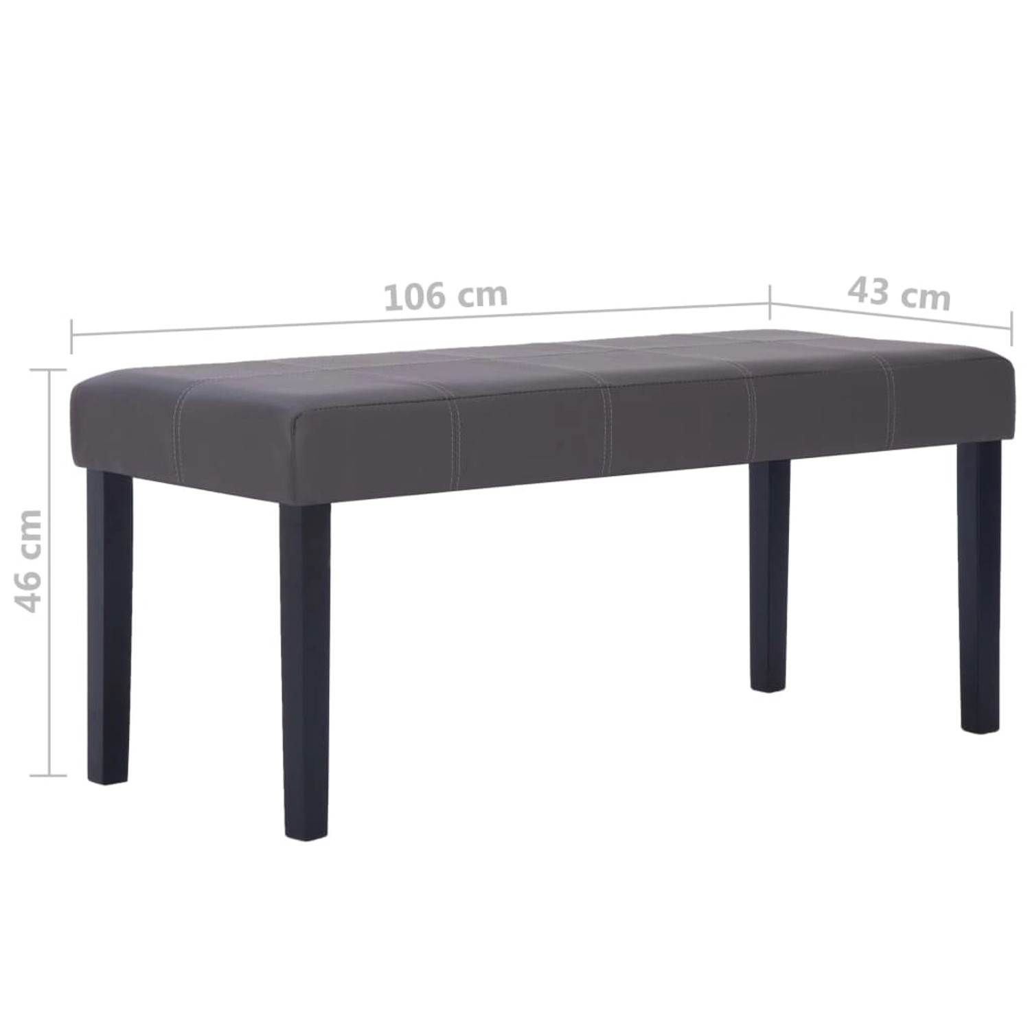 Graue vidaXL Sitzbank (106 cm) aus Kunstleder, ideal als Möbelstück für den Innenbereich.
