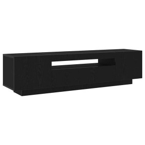 Schwarzer vidaXL TV-Schrank (160 cm) aus Holzwerkstoff mit LED-Streifen.