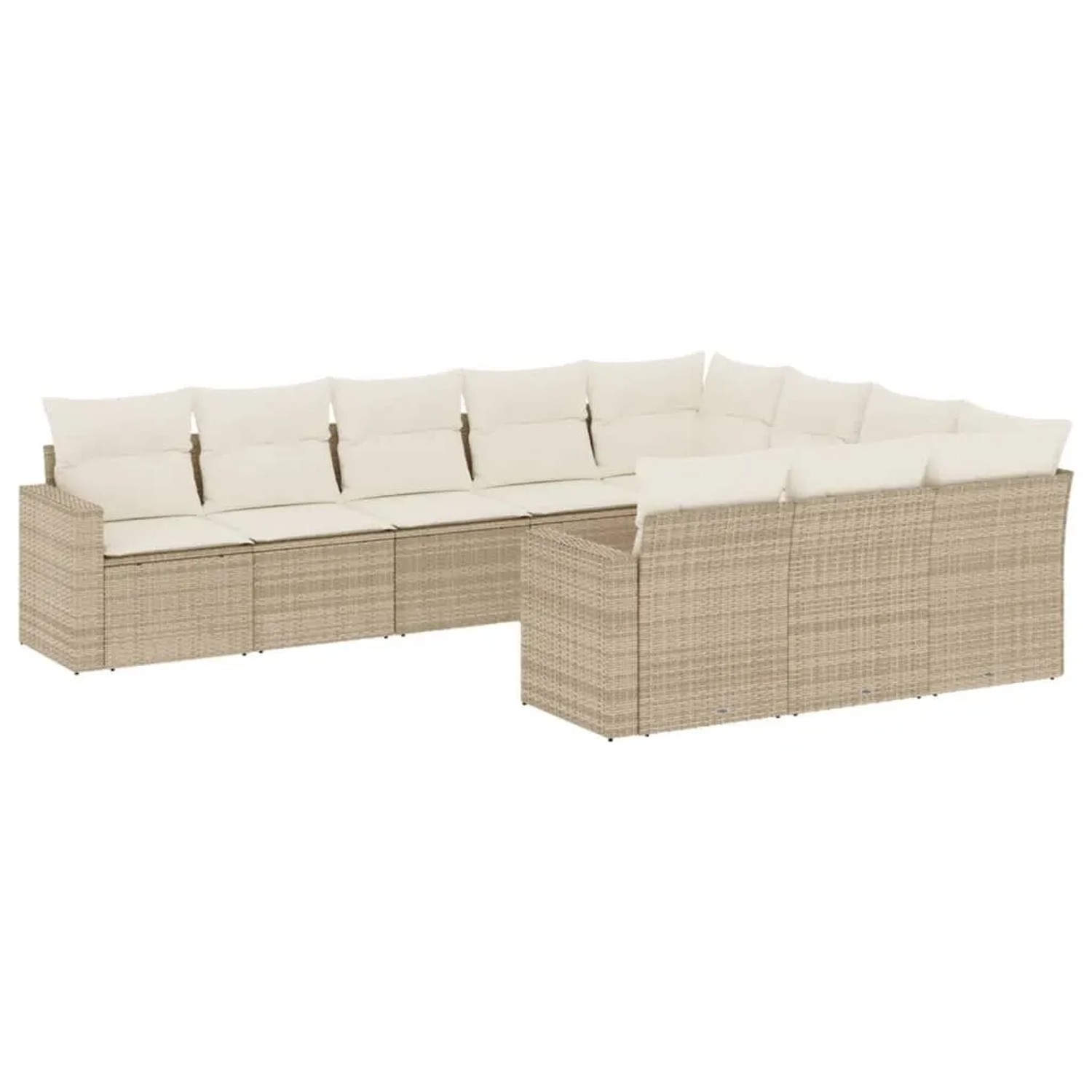vidaXL 10-Tlg Garten-Sofagarnitur mit Kissen Beige Poly Rattan 3251825