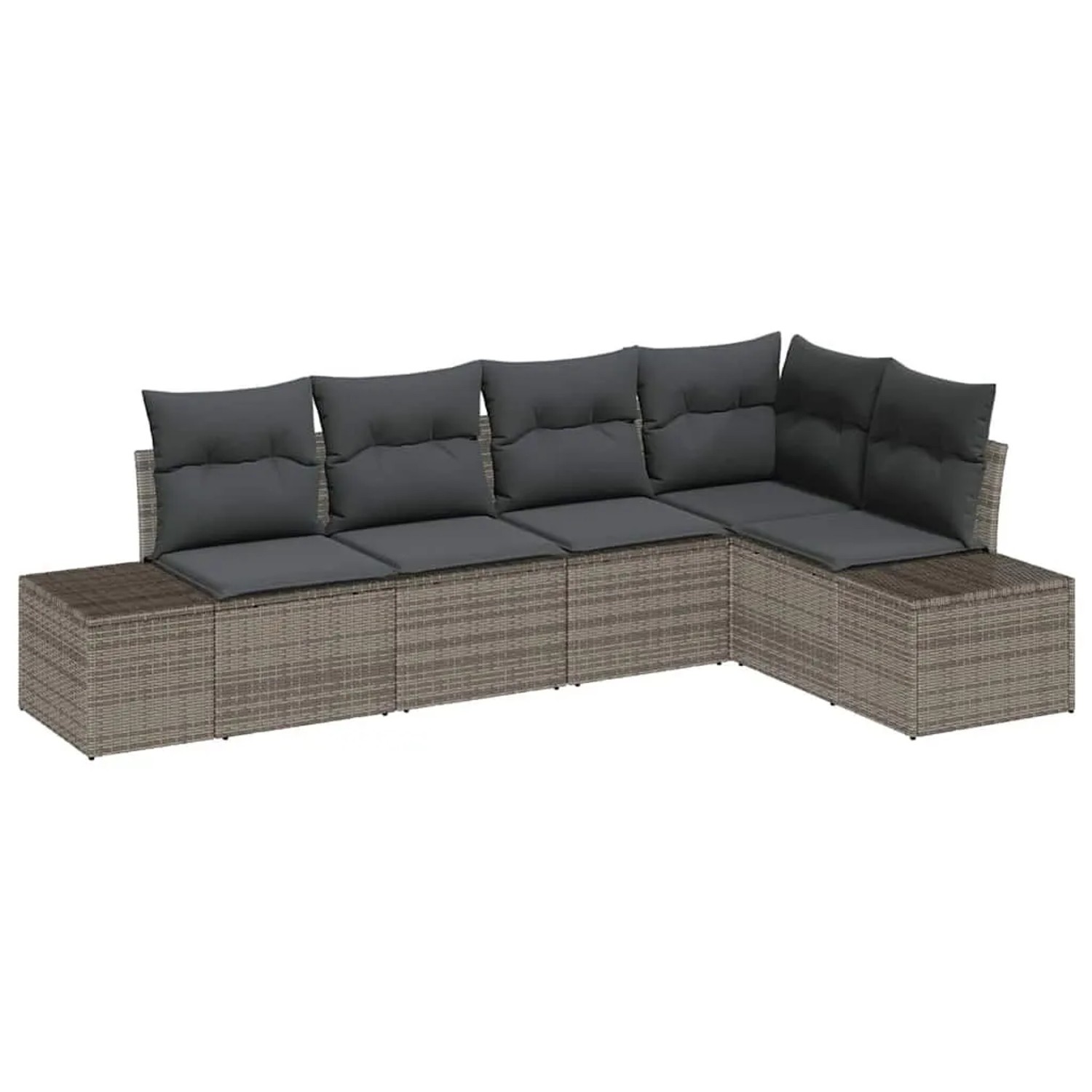 vidaXL Gartensofa-Set mit Speicher 5 Stk Grau Poly-Rattan 3355728 günstig online kaufen