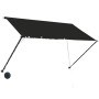 Anthrazitfarbene einziehbare Markise 250x150 cm mit LED-Beleuchtung und Solarpanel für Terrasse.