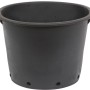 Schwarzer Floraworld Pflanzcontainer Comfort, 45 Liter, Ø 50 cm, mit Entwässerungslöchern.