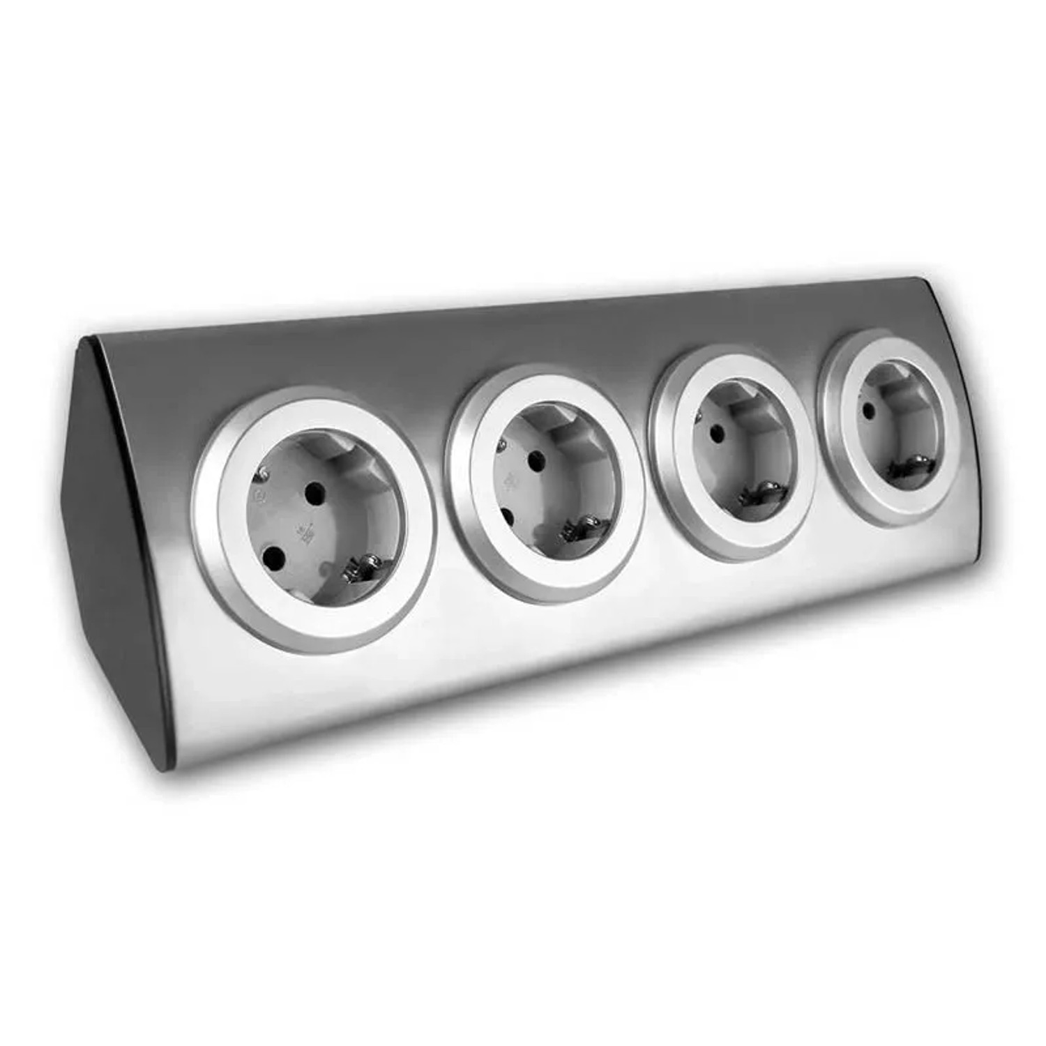 world-trading-net 4-fach Steckdosenblock Edelstahl für Aufbaumontage