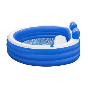 Bestway Familienpool Splash Paradise, aufblasbarer Pool mit Sitzpolster und Kopfstützen, blau-weiß.