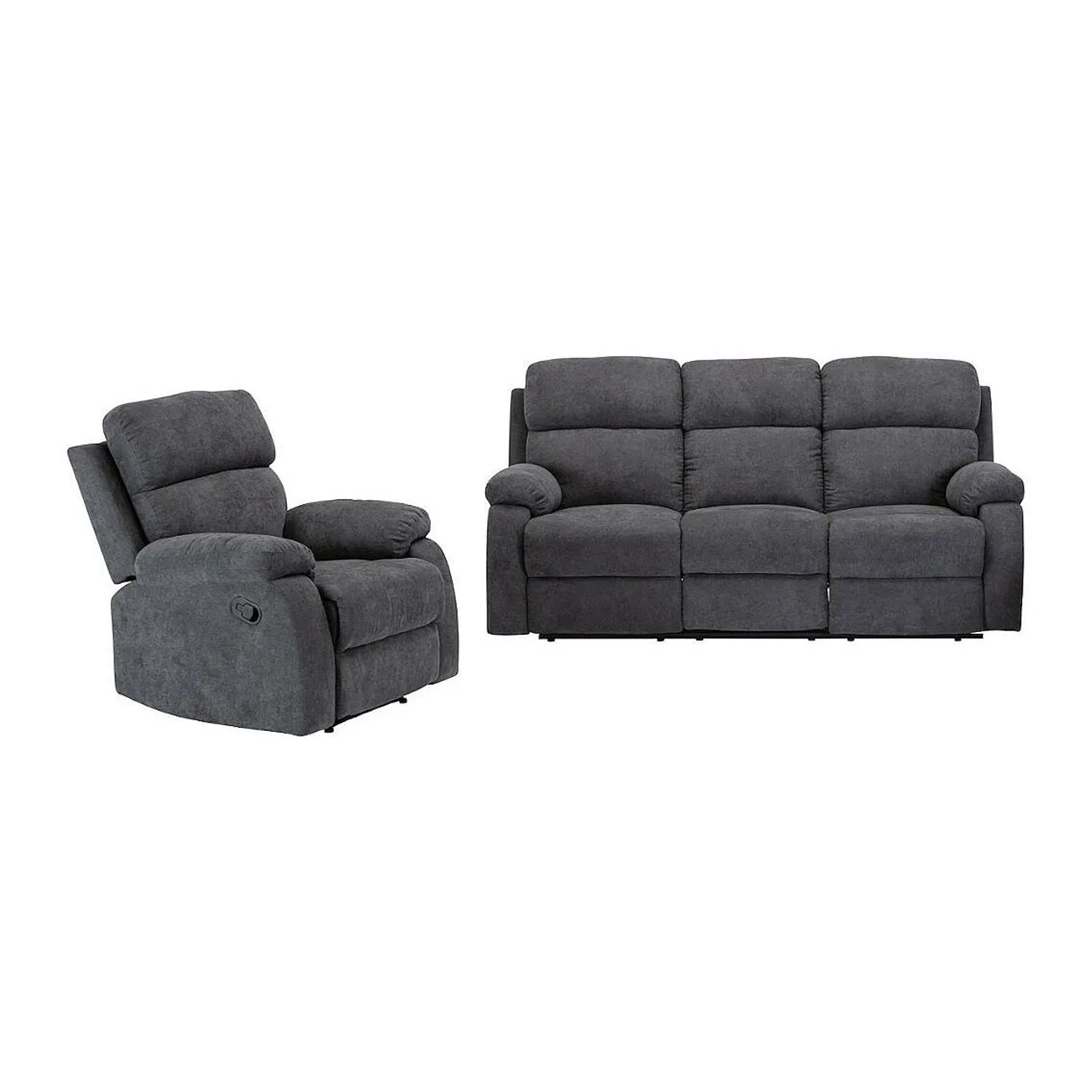 Vente-unique Couchgarnitur Mit Sessel Tolzano Anthrazitgrau 201 cm  91 cm