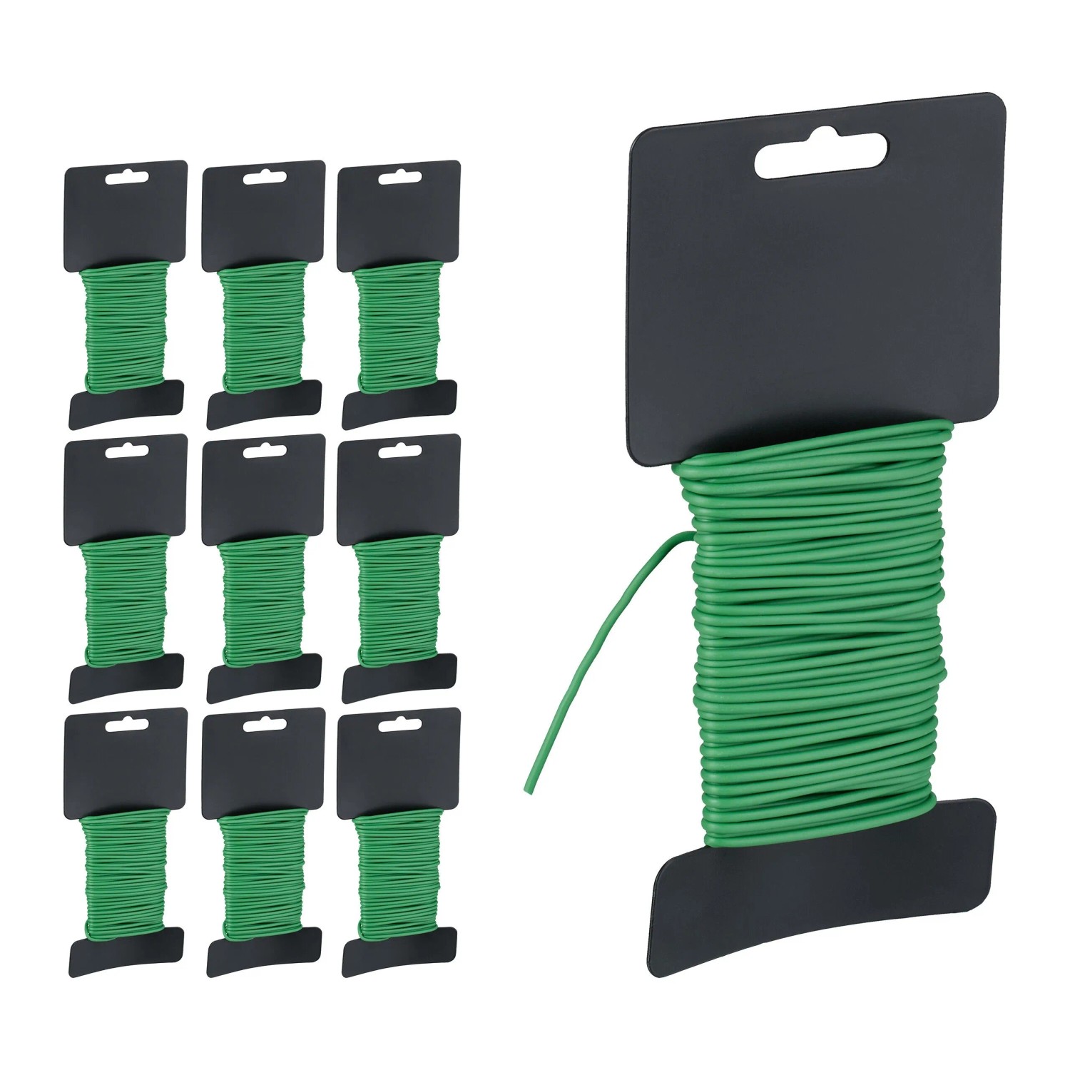 Relaxdays Gartendraht 10er Set Eisen Grün Kunststoffummantelt 2,5 mm x 10 m