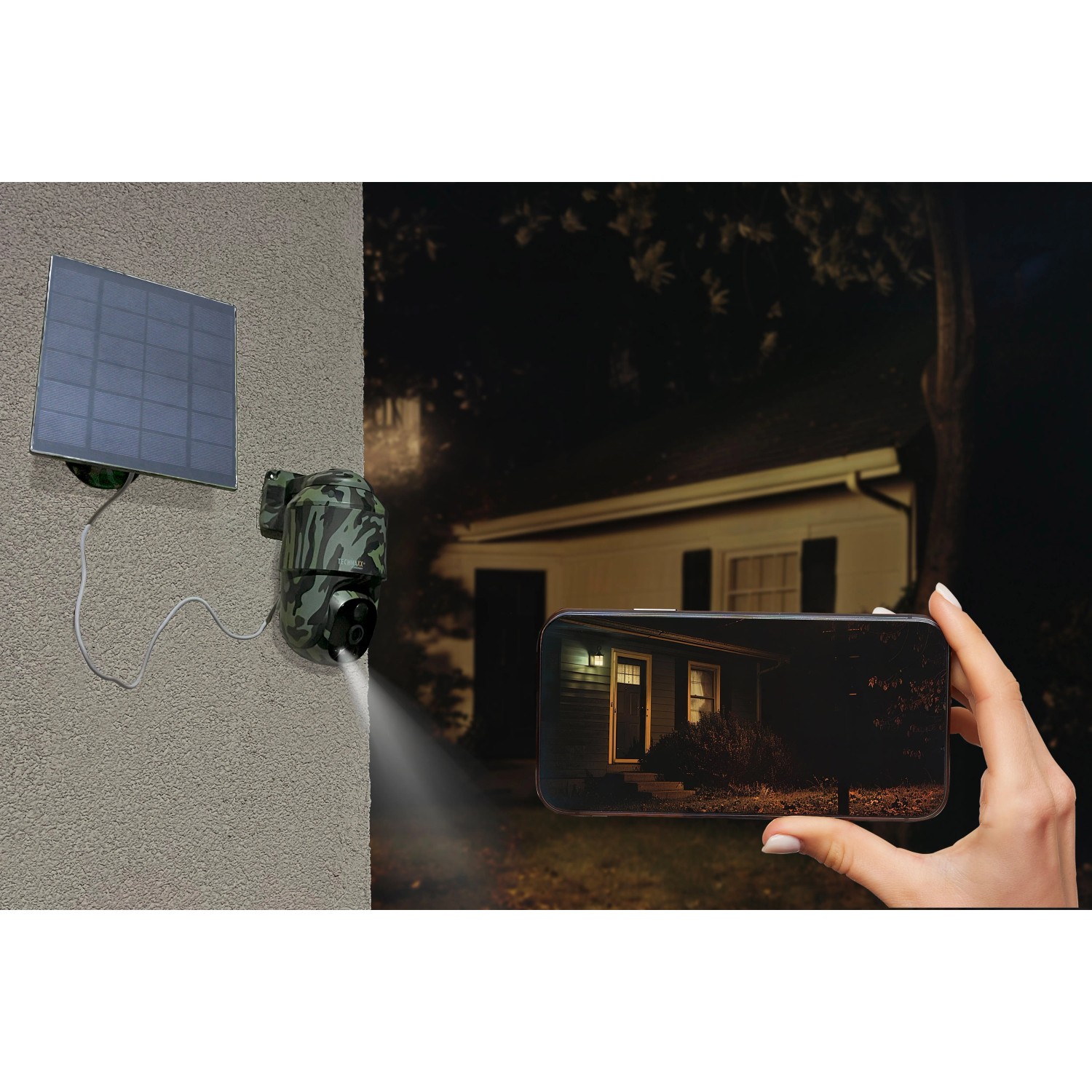 Technaxx 4G Überwachungskamera mit Solarmodul zur autarken Videoüberwachung.