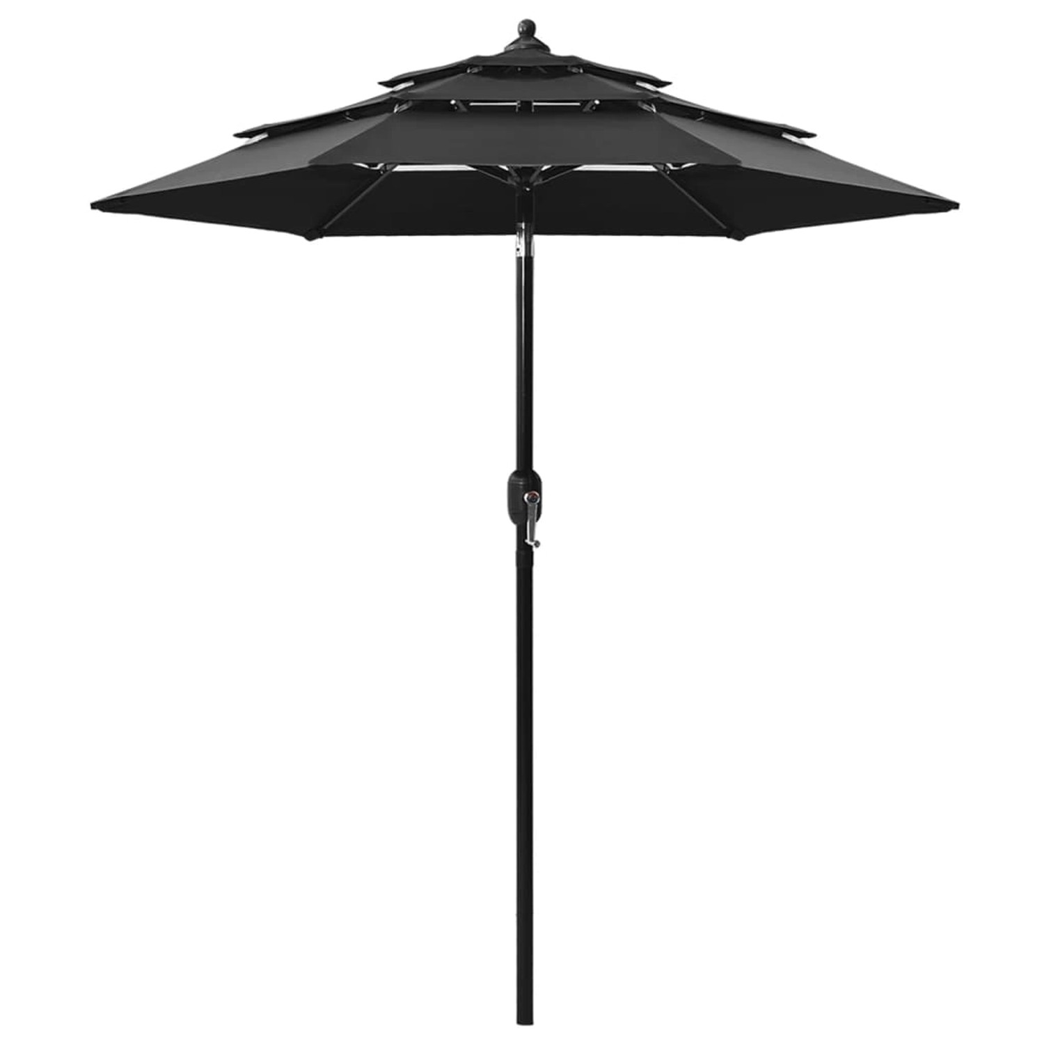 furnicato Sonnenschirm mit Aluminium-Mast 3-lagig Schwarz 2 m günstig online kaufen