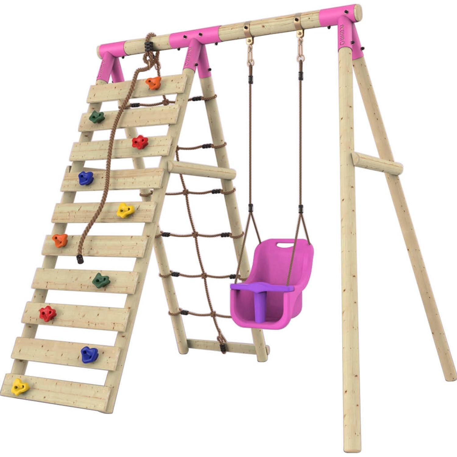 Rebo Klettergerüst Schneehase Babyschaukel Kletterwand Pink