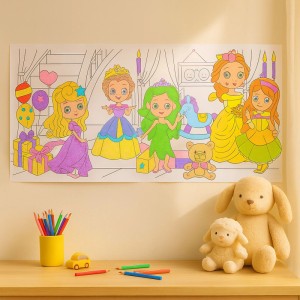 Relaxdays Ausmaltischdecke 2er Set Papier Weiß Selbstklebend Prinzessin 3 m