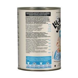 Dose Lucky Jim Hunde-Nassfutter Adult Huhn & Forelle, Detailansicht der Inhaltsangabe.
