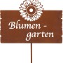 Boltze Gartenstab Garden Theresa mit Schriftzug "Blumen-garten" und Sonnenblume aus Metall.