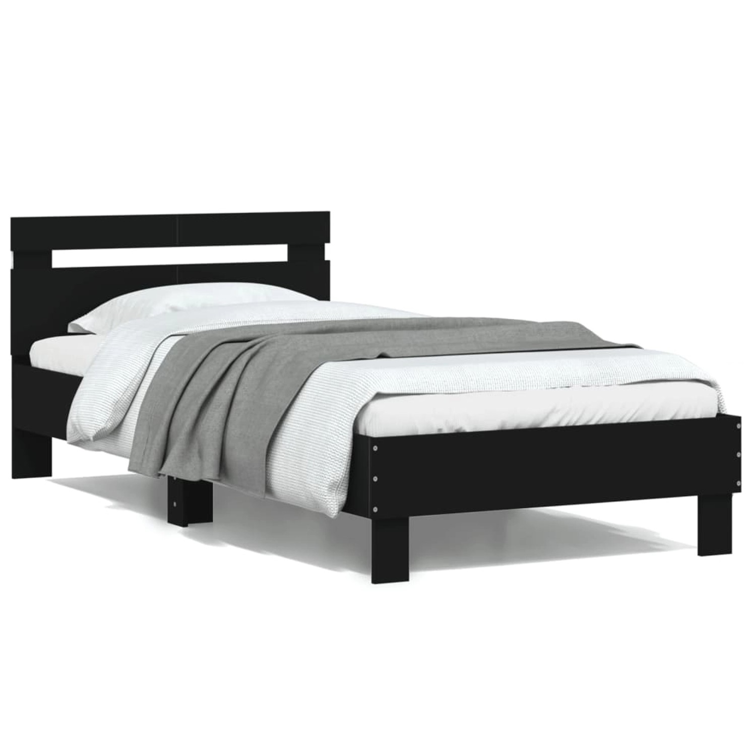 vidaXL Bettgestell mit Kopfteil und LED-Leuchten Schwarz 100x200 cm 838709 günstig online kaufen