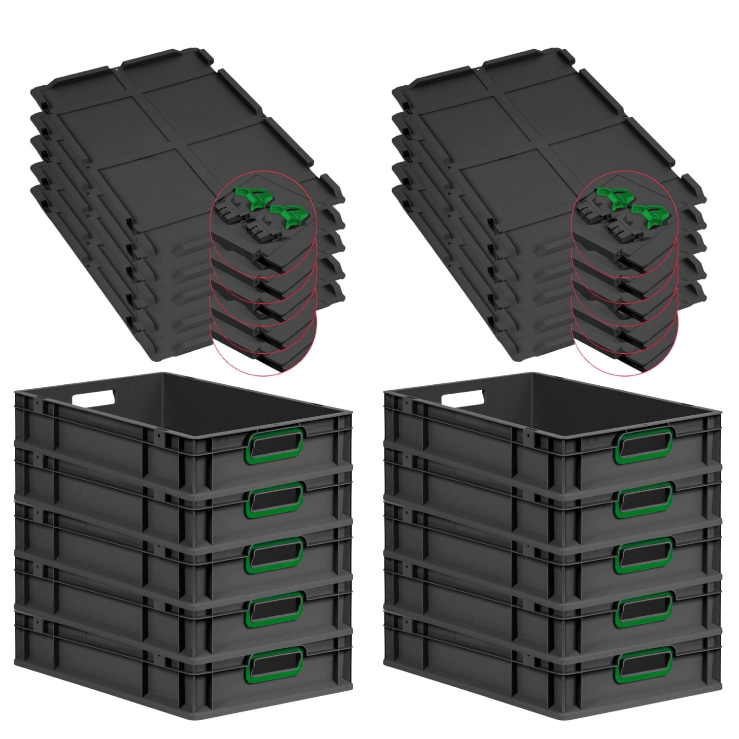 PROREGAL SuperSparSet 10x Eurobox Nextgen Color Mit Scharnierdeckel HxBxT 1 günstig online kaufen