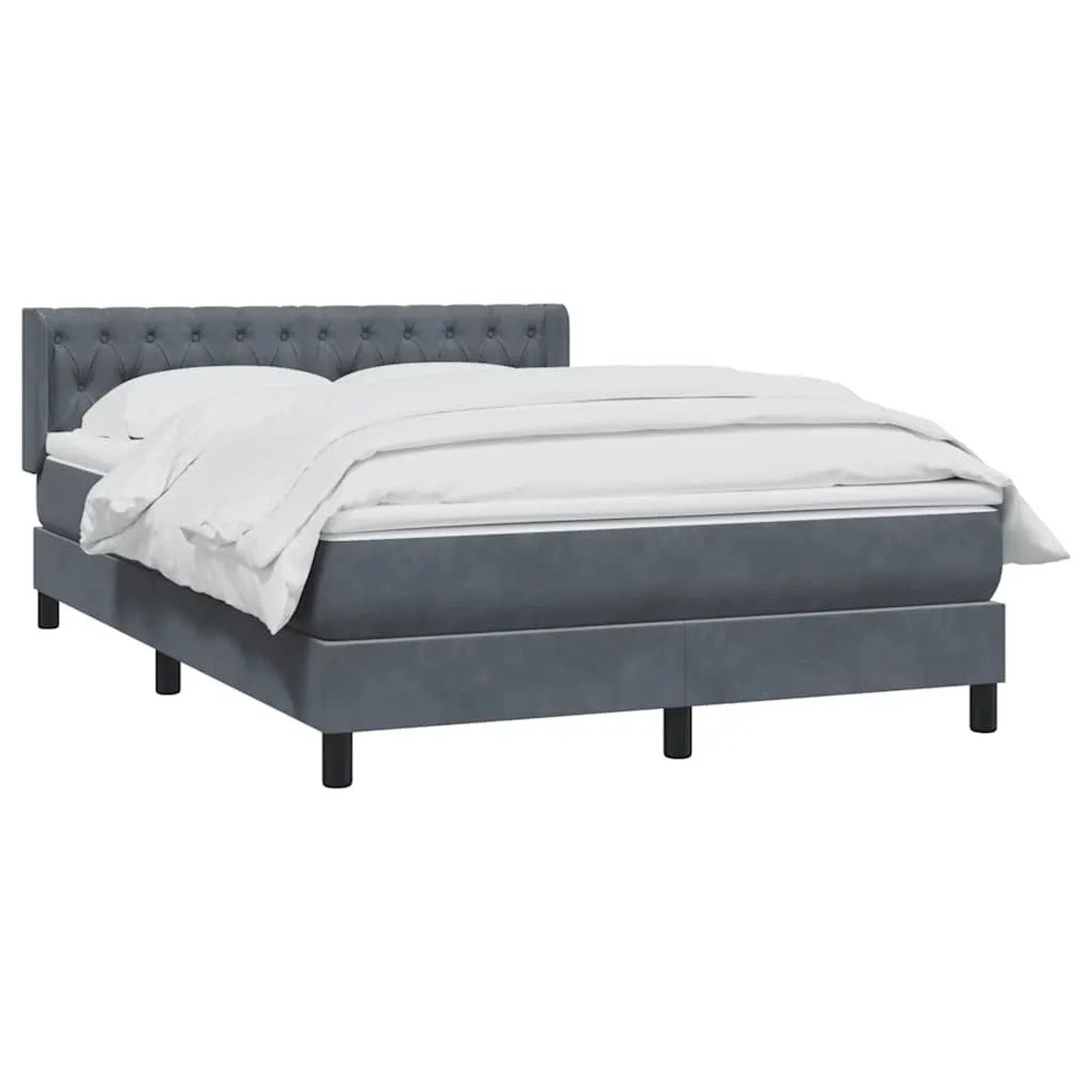 vidaXL Boxspringbett mit Matratze Dunkelgrau 140x220 cm Samt 3318406