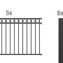 Metallzaun Circle Set, schwarz, zum Einbetonieren: 5 Zaunfelder, 6 Pfosten.