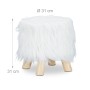 Relaxdays Dekohocker Kunstfell Kiefernholz Weiß Gepolstert 31 cm x 31 cm 1,7 kg_4