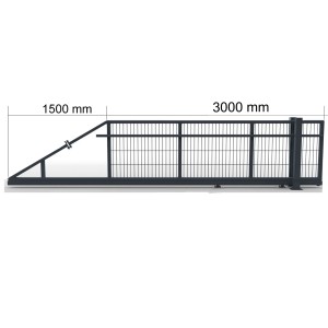 Elektrisches Schiebetor, links öffnend, anthrazit, 350x80 cm. Gartentor mit Doppelstabmattenfüllung.