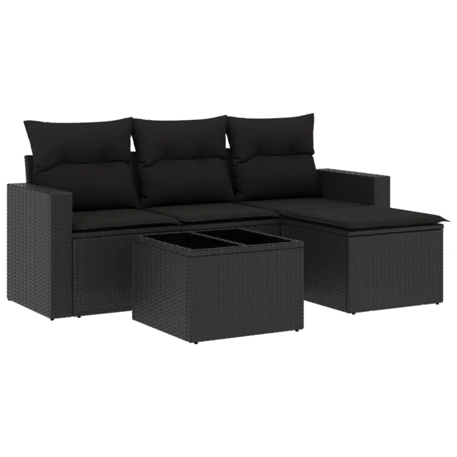 vidaXL 5-Tlg Garten-Sofagarnitur mit Kissen Schwarz Poly Rattan 3251212 günstig online kaufen