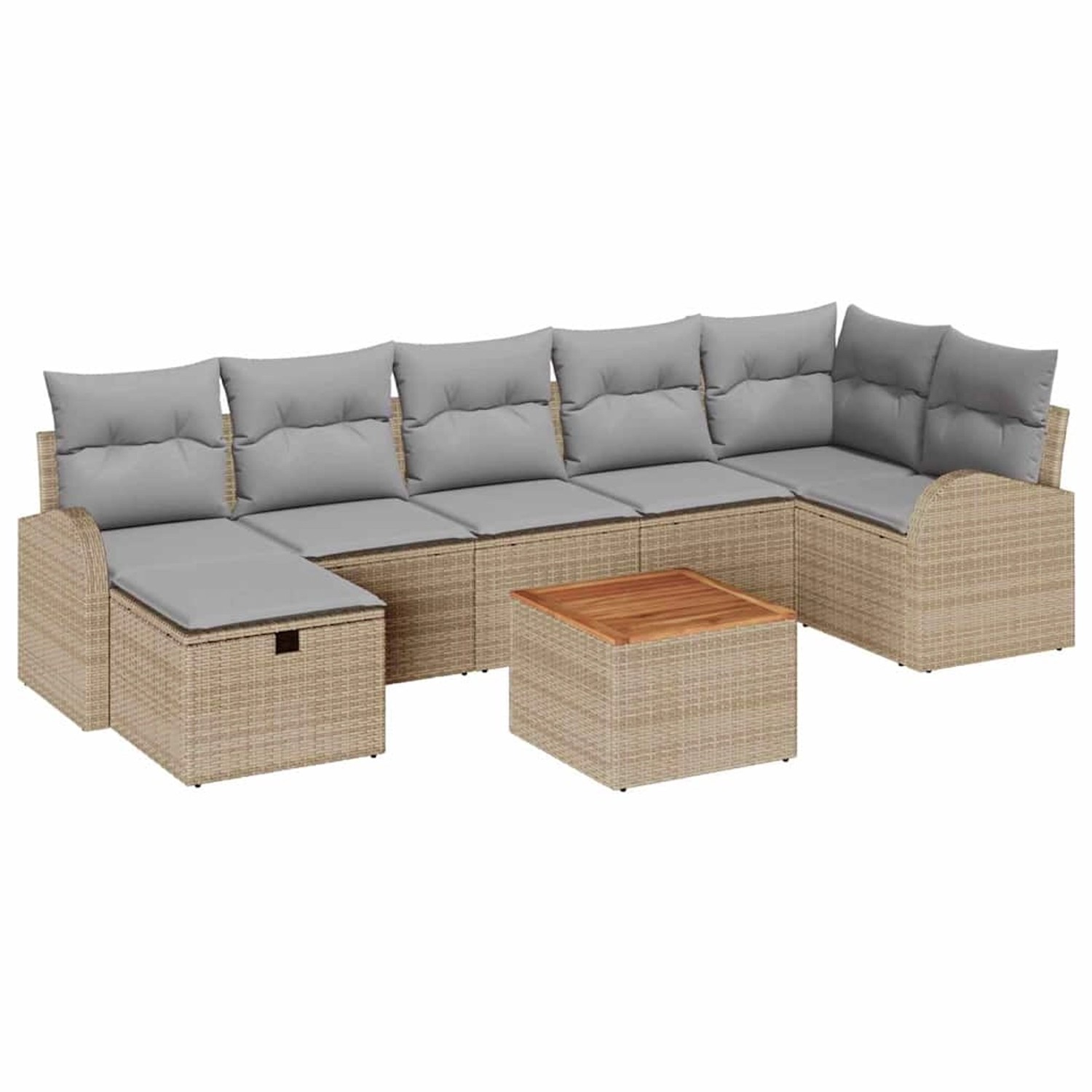 vidaXL Garten-Sofa-Set mit Kissen mit Speicher 8-Tlg Beige Poly Rattan 3360 günstig online kaufen