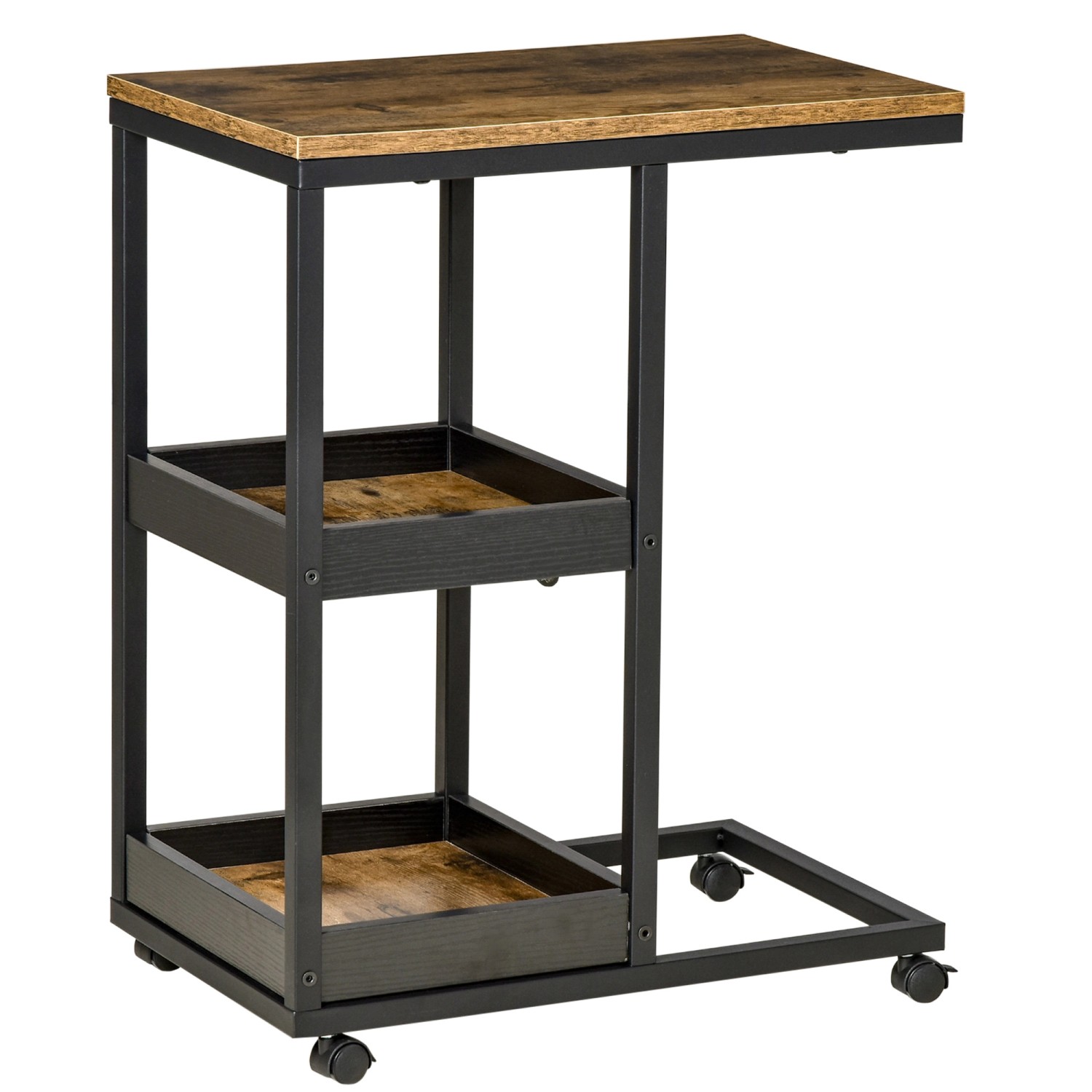HOMCOM Beistelltisch Stahl MDF 51L x 33B x 66H cm Braun günstig online kaufen