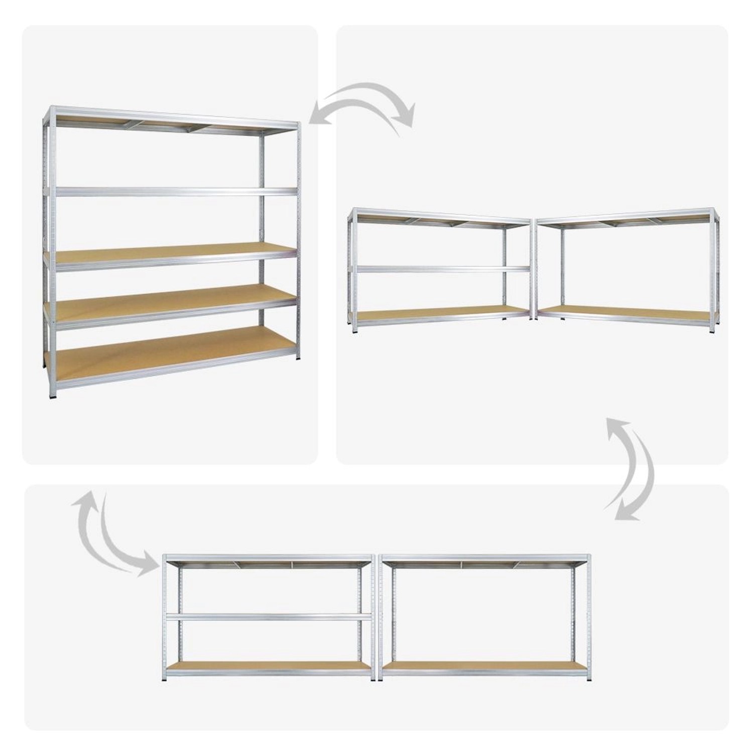 PROREGAL Schwerlastregal Giant Elephant, verzinkt, 180x180x60cm, mit 5 MDF-Fachböden und flexiblen Aufbauvarianten.