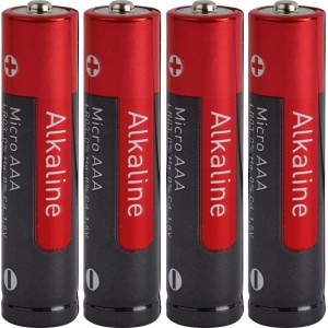 4er-Pack rote Alkaline AAA Batterien für z.B. Fernbedienungen und Uhren.
