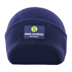 Marineblaue Hans Schäfer Workwear Strickmütze aus Polyacryl.