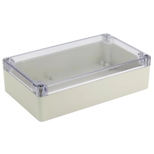 Blanko Modulgehäuse IP65, 200x120x56mm, mit transparentem Deckel für Elektroinstallation.