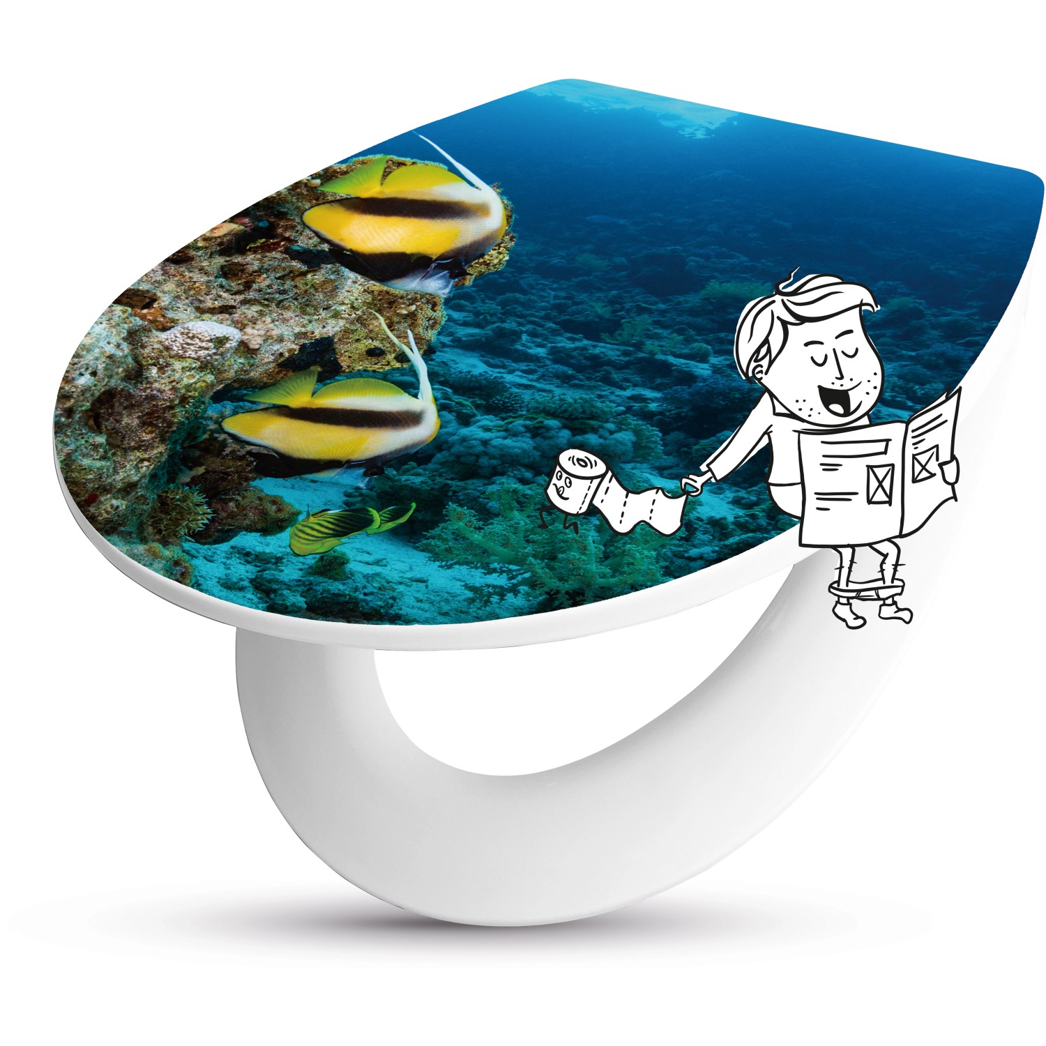 baliv WC-Sitz Garabi mit Ozean-Motiv, Absenkautomatik, Polypropylen, 3D-Optik.