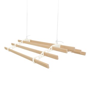 Elfenbeinfarbener 1.2m Decken-Wäscheständer mit 6 Latten und Seilzugsystem.