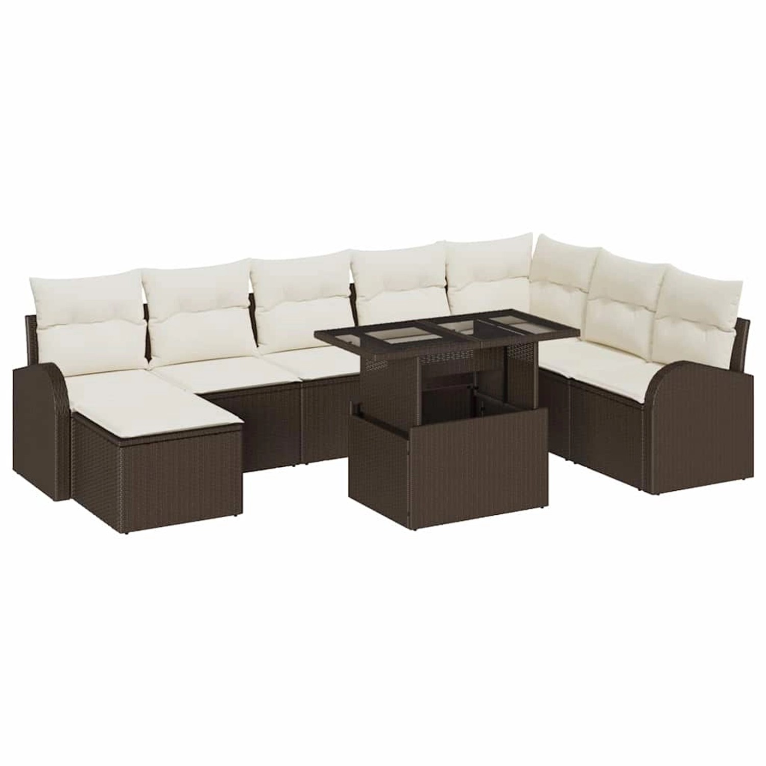 vidaXL Garten-Sofa-Set mit Speicher 9-Tlg Braun Poly Rattan 3357431 günstig online kaufen