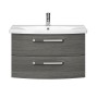 Pelipal Waschtisch Serie 4010, 84 cm, Graphit, mit zwei Schubladen und Softclose.