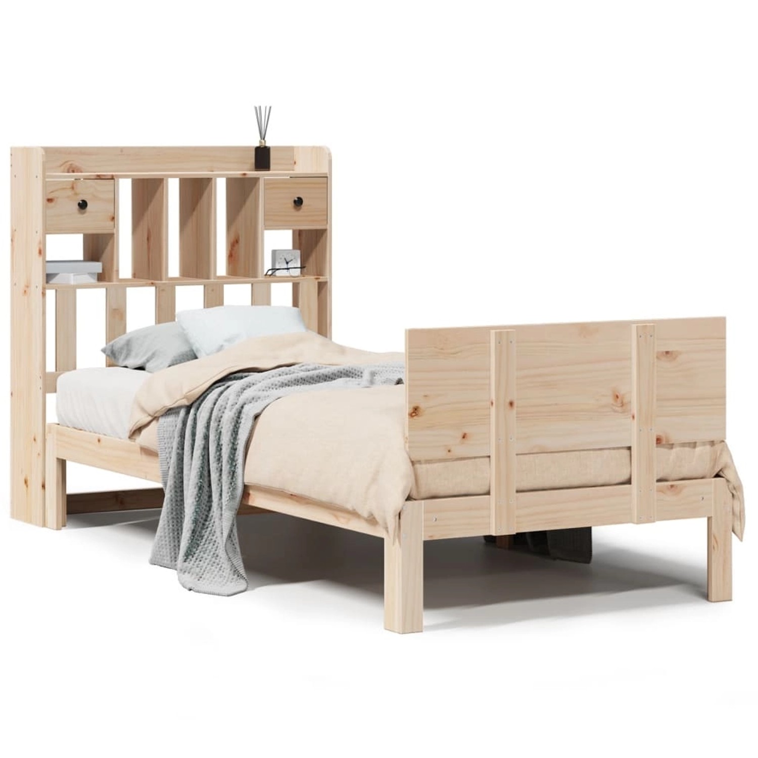 vidaXL Massivholzbett mit Regal ohne Matratze 100x200 cm Kiefer 3322688 günstig online kaufen