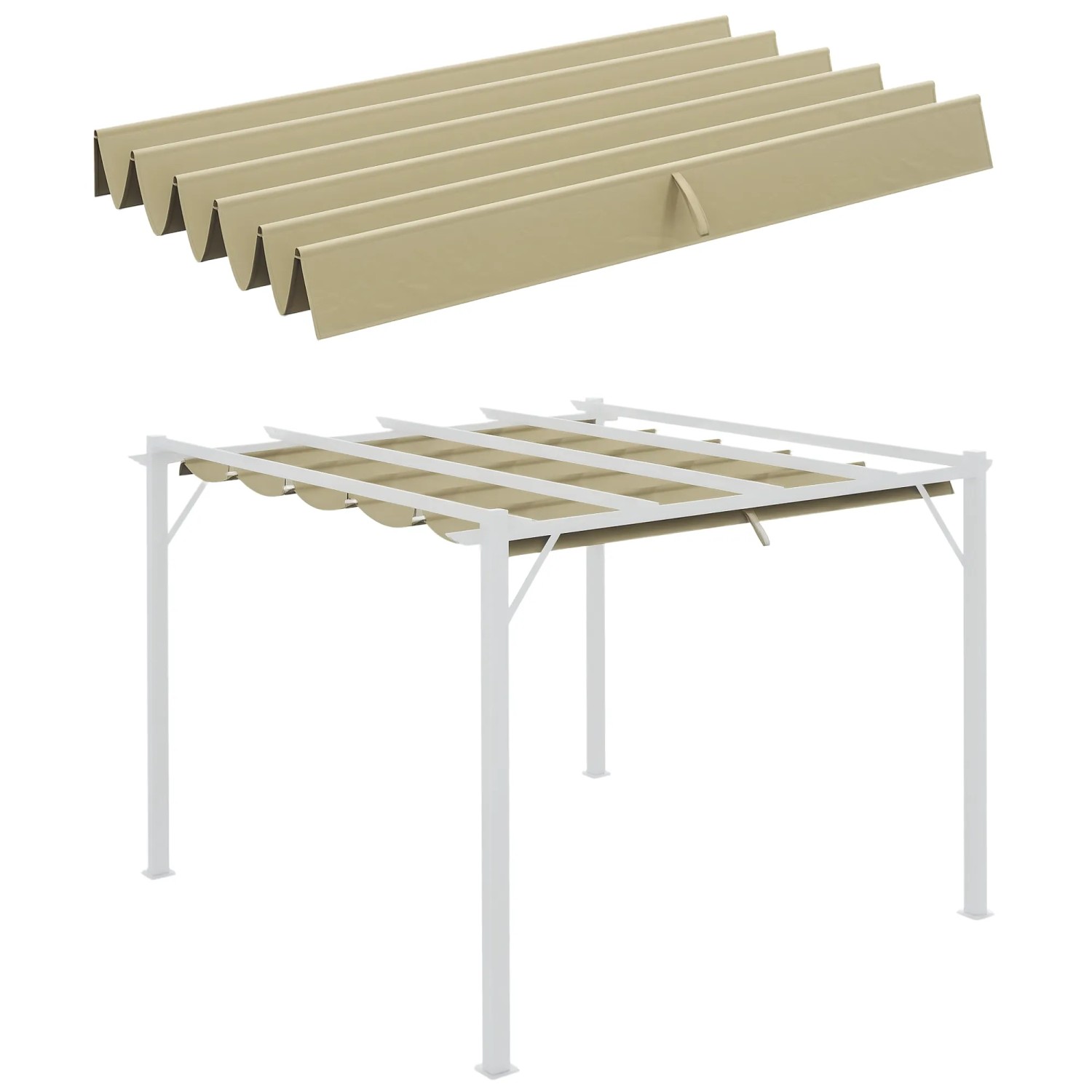 Outsunny Ersatz-Vordach Polyester Beige 250L x 255B x 6H cm