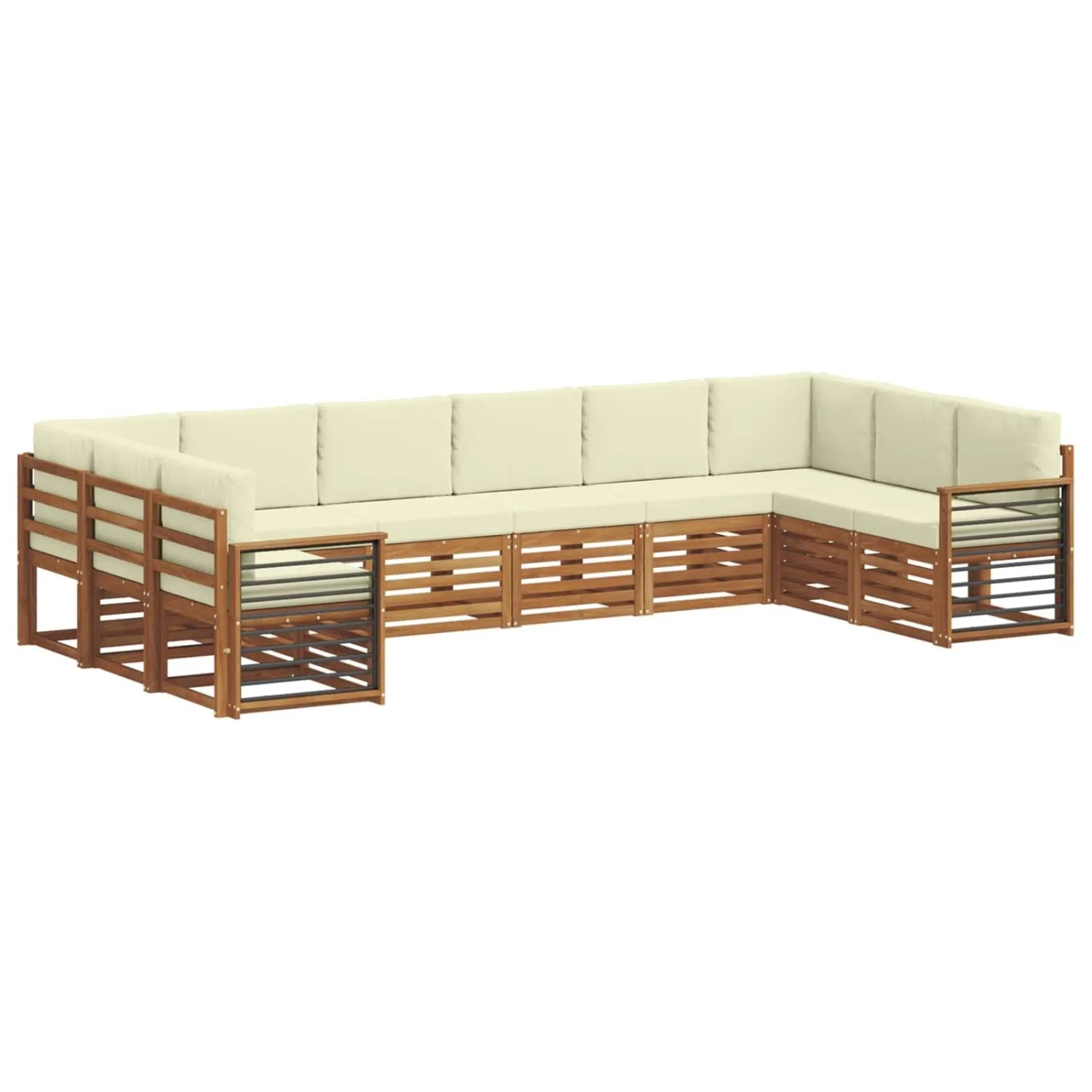 vidaXL Sofagarnituren 10 Tlg Natur und Creme Massivholz Akazie 3375570