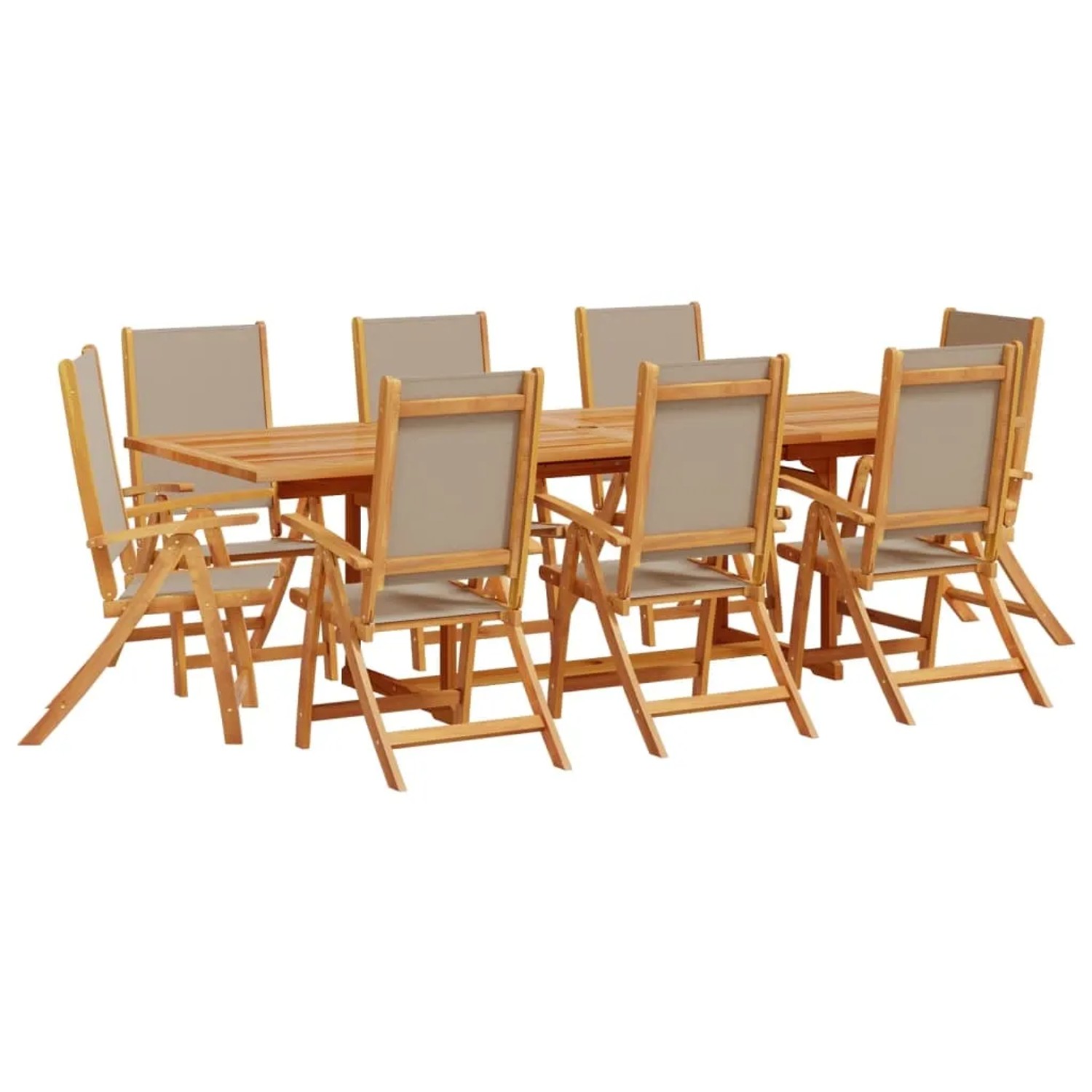 vidaXL 9-Tlg Garten-Essgruppe Massivholz Akazie und Textilene 3279321