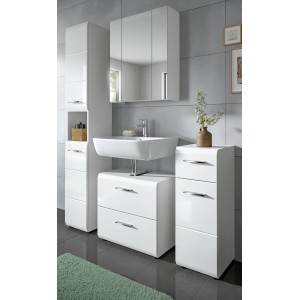 Inn.Furn Badmöbel Set in Weiß Hochglanz 4-teilig 150 cm Cover