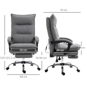 Grauer Vinsetto Massage-Bürostuhl mit Heizfunktion, höhenverstellbar und ausziehbarer Fußstütze. Ergonomischer Bürostuhl.