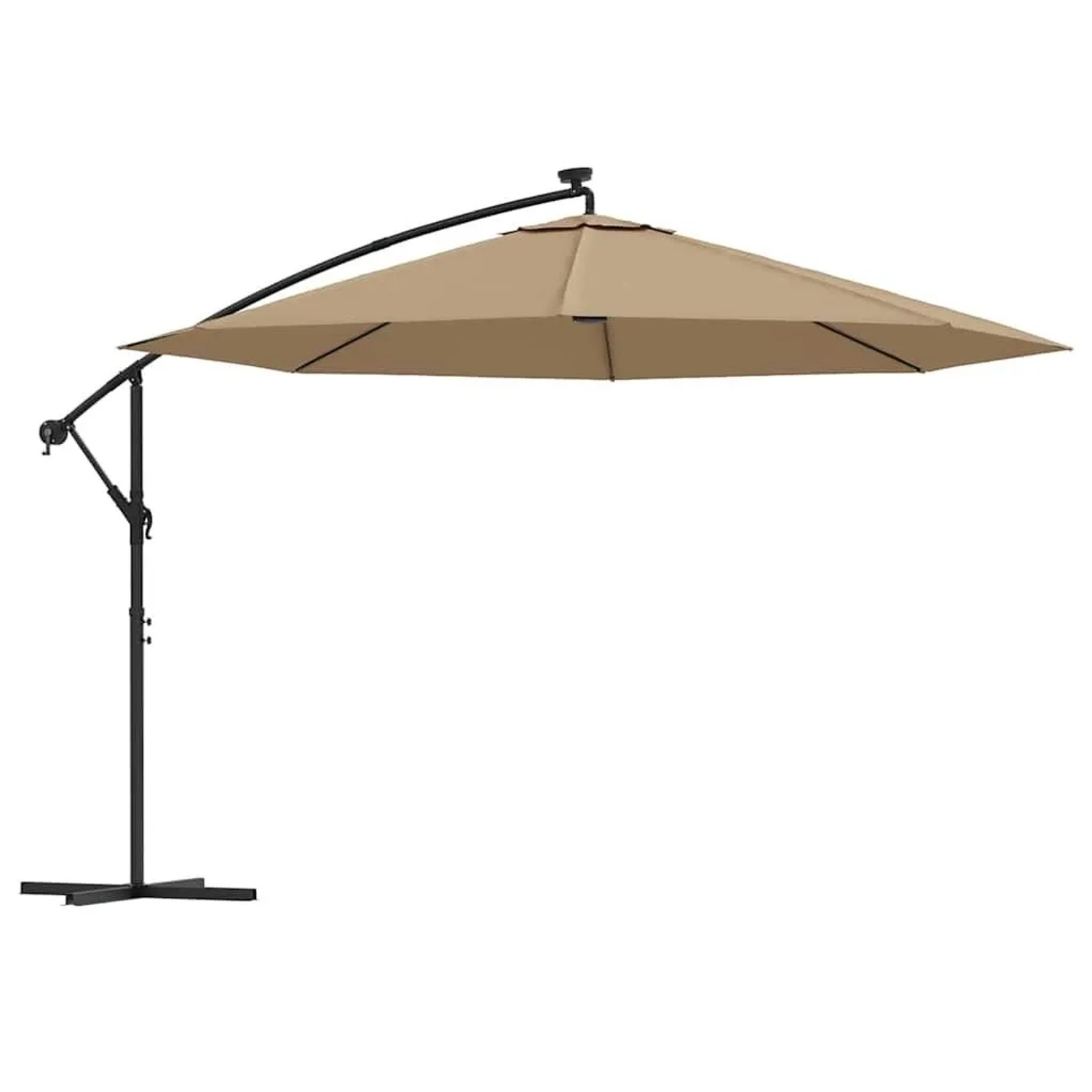 vidaXL Ampelschirm mit LED-Beleuchtung und Metall-Mast 350 cm Taupe 44526