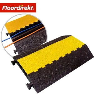 Floordirekt Kabelbrücke Torus, 2-Kanal Kabelschutz, bis 20t belastbar, gelb/schwarz.