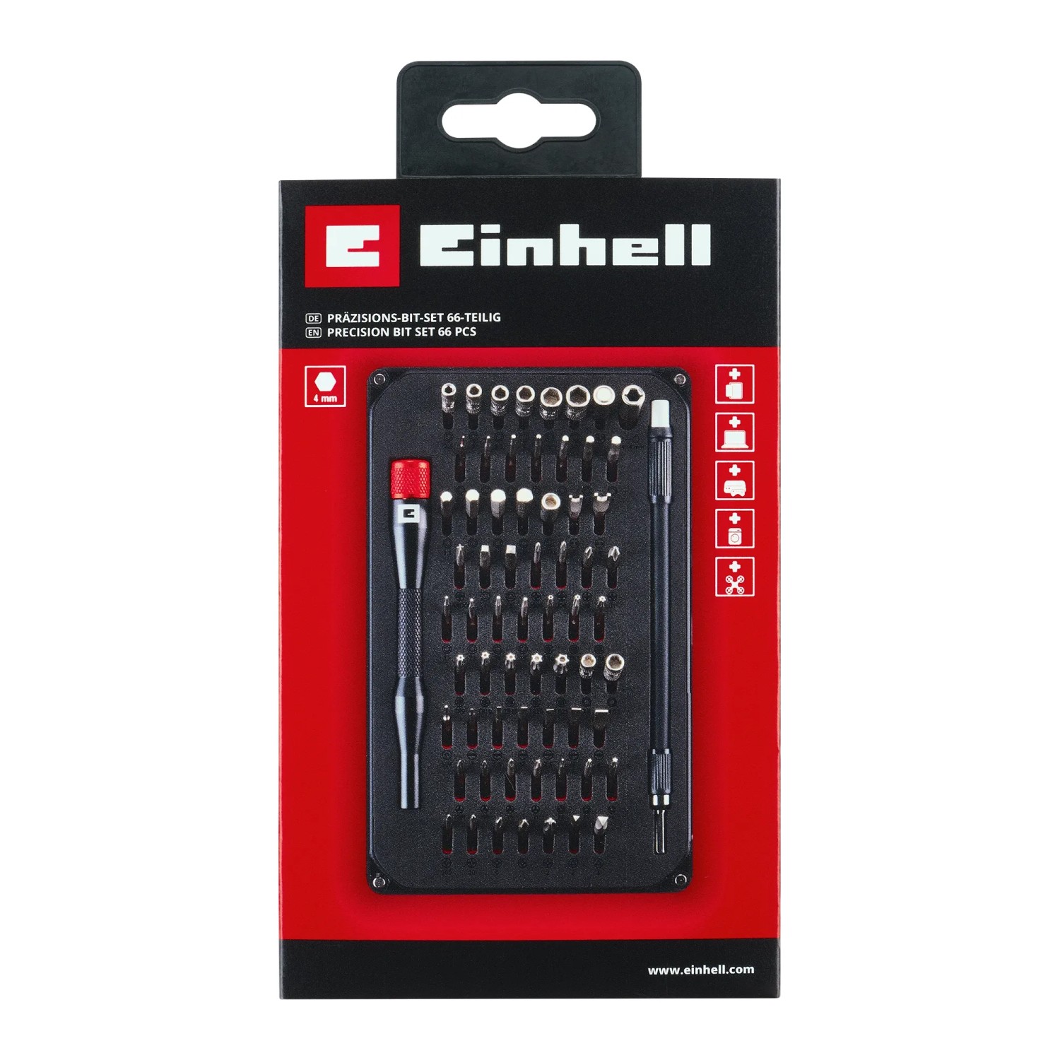 Einhell Präzisions- und Elektronik-Reparatur-Set, 66-teilig, für Smartphone- und Laptop-Reparaturen.