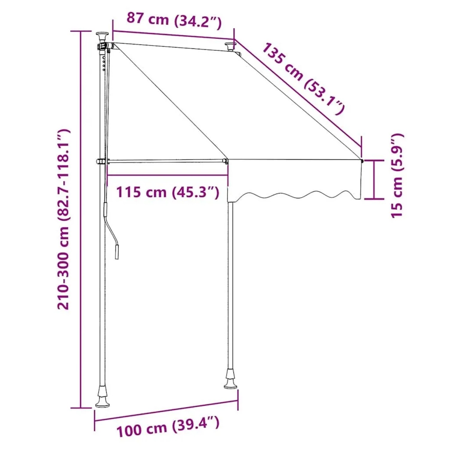 vidaXL Markise Einziehbar Anthrazit 100x150 cm Stoff und Stahl 368736_11