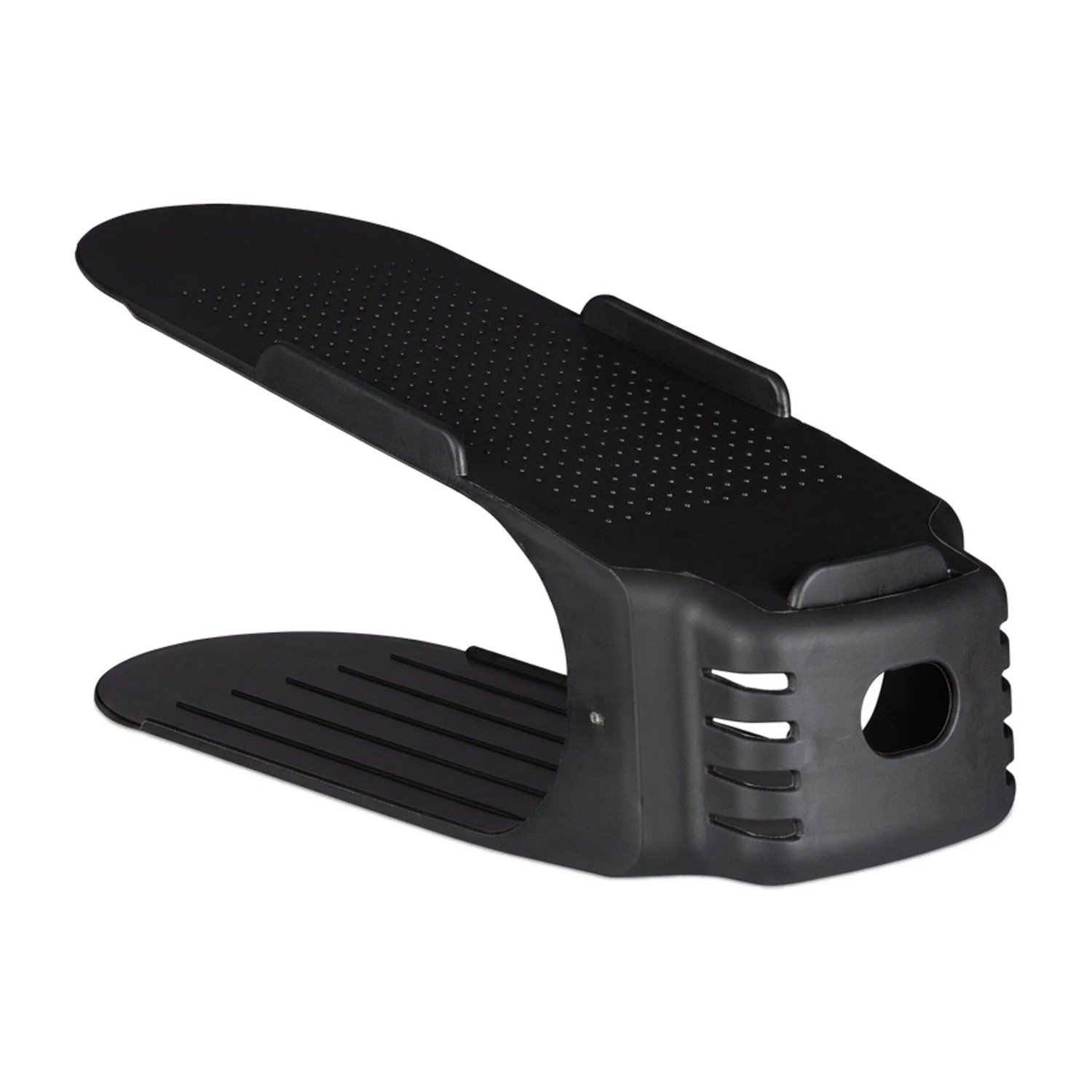 Relaxdays Schuhstapler 12er Set Kunststoff Schwarz Rutschfest 12 x 10 x 27 cm